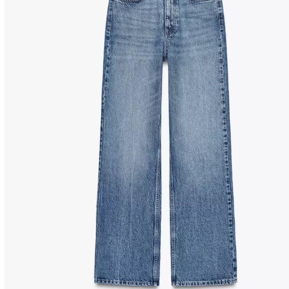 Zara straight leg full length high rise jeans USA 2 Classic Blue Women's Jeans